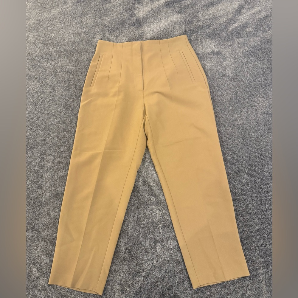 ZARA High-Waisted Trousers in Tan - XL